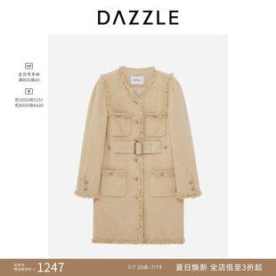 【奥莱】DAZZLE地素奥莱长大衣冬复古摩登扣长款毛呢外套女