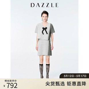 吊带连衣裙女 DAZZLE地素奥莱夏季 气质减龄蝴蝶结拼接针织套装