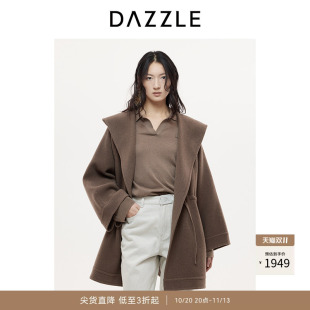 DAZZLE 地素奥莱大衣外套女25年秋季绵羊毛混纺中长款毛呢外套
