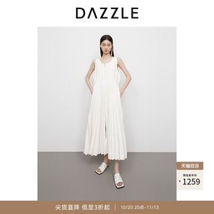 DAZZLE 地素奥莱连衣裙2025年春季白色百褶连衣裙