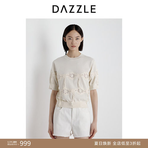 DAZZLE 地素奥莱毛衫短袖2025年夏季针织短袖套衫