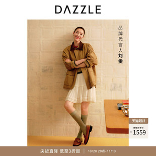 【补货】DAZZLE 地素奥莱短外套秋深卡其色棉混纺涤棉外套