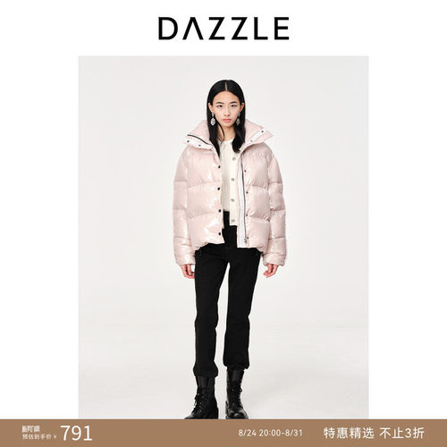 时髦亮面	短款版型	面包羽绒
