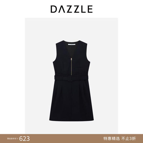 DAZZLE 地素奥莱连衣裙夏季深蓝色无袖连衣裙