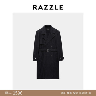 RAZZLE 地素男装牛仔外套秋季黑色廓形大风衣