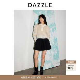 DAZZLE地素奥莱 毛衣春秋款女装亮葱泡泡袖小上衣