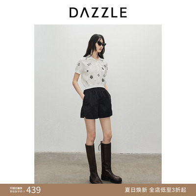 DAZZLE地素松紧腰休闲短裤