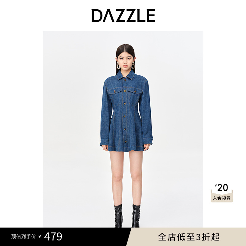 全棉牛仔	收腰设计	复古风格