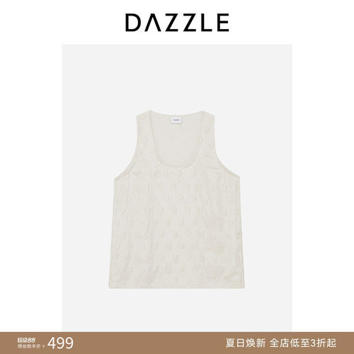 DAZZLE地素奥莱 雪纺衫秋季女装满底印花无袖背心打底上衣