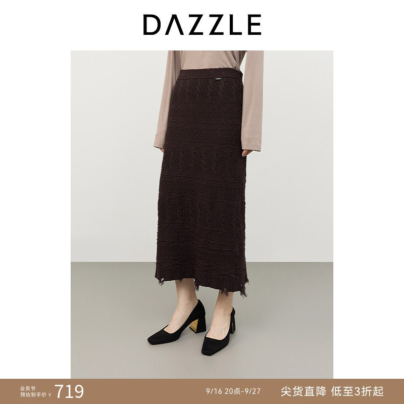 DAZZLE地素 半身裙冬季针织长裙图片