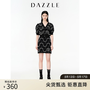 DAZZLE地素奥莱春季黑色针织a字半身裙短裙包臀裙子半步裙女