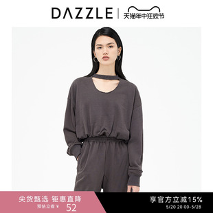 卫衣女 设计感小众下摆抽绳短款 春季 DAZZLE地素奥莱