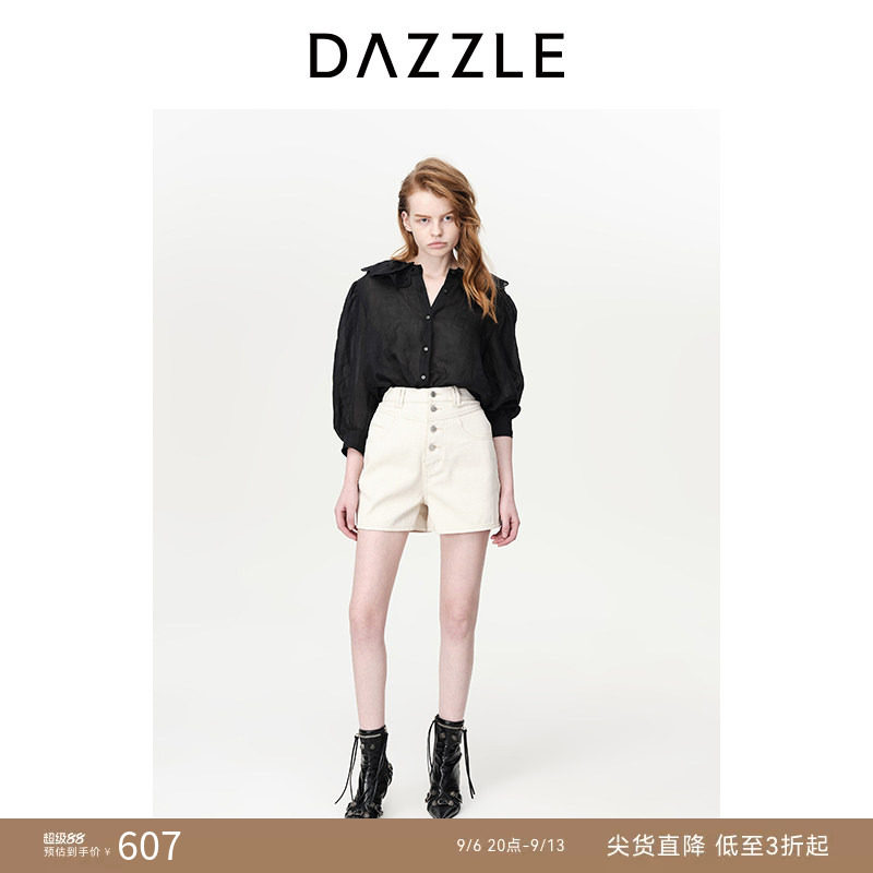 DAZZLE中袖亚麻地素绣花图片
