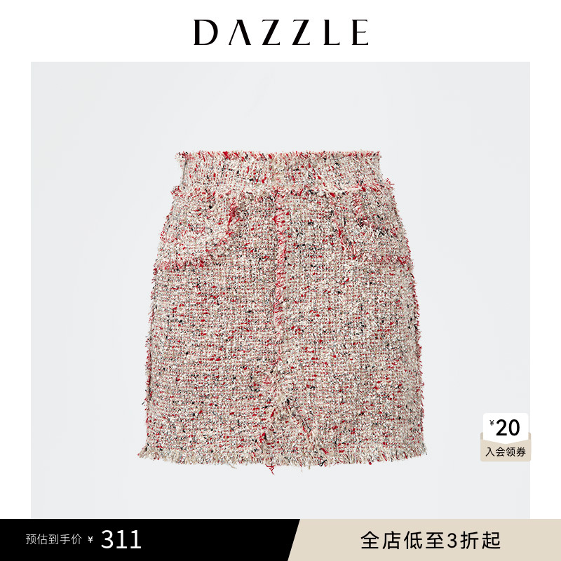 dazzle地素奥莱冬装优雅粗花呢女