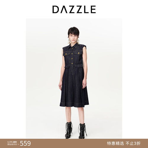 DAZZLE地素无袖牛仔连衣裙