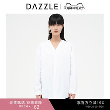 DAZZLE地素奥莱 设计感抽绳V领长袖衬衫上衣女2D4C4181C