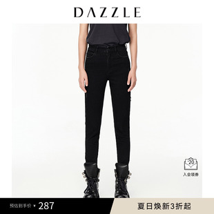 DAZZLE地素奥莱 女 春夏破洞显瘦牛仔小脚裤 铅笔裤