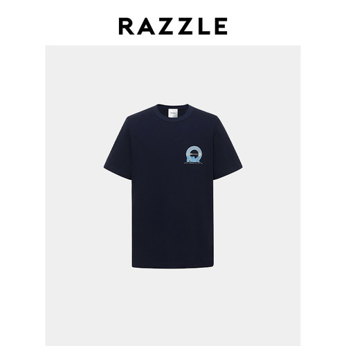 RAZZLE地素男装深蓝色秋季短袖T恤