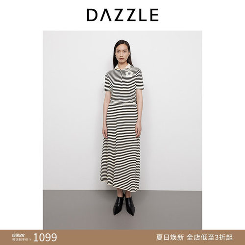 DAZZLE 地素奥莱毛衣2025年春季黑色针织夹条套装