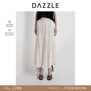 DAZZLE地素奥莱 半裙25夏重工打褶复古摩登芭蕾风流光半身裙
