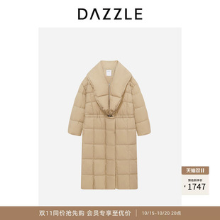 DAZZLE 地素奥莱羽绒服冬季浅卡其色长款鹅绒服