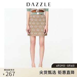 DAZZLE地素奥莱 小众复古提花A字针织半身裙短裙女2D3E7083G