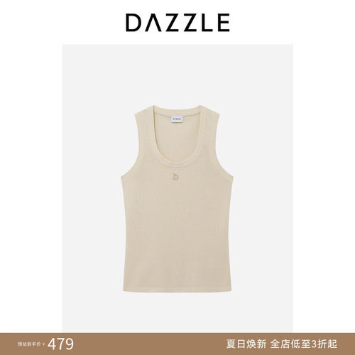 DAZZLE 地素奥莱毛衫无袖2025夏季米白色针织背心