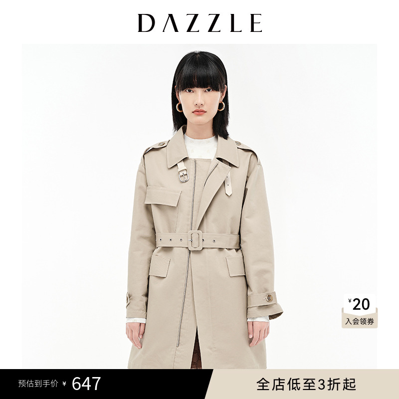 系带中长款风衣外套DAZZLE小众