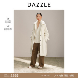 DAZZLE 地素奥莱大衣2025年冬季白色苏力长毛呢外套女
