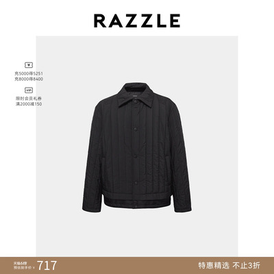 RAZZLE 地素奥莱男装短棉服冬季黑色绗棉外套