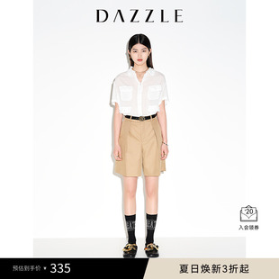 DAZZLE地素奥莱春夏简约小众毛边设计感薄款 上衣女 短袖 白衬衫
