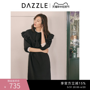 刘雯同款 DAZZLE地素奥莱春夏宽松廓型小众花边设计感连衣裙女