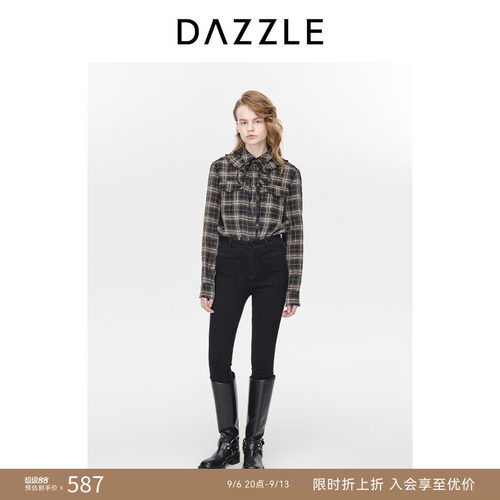 DAZZLE地素格子花边衬衫地素