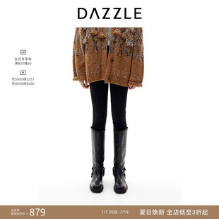 DAZZLE 地素奥莱牛仔裤女2025年冬季棉混纺黑色牛仔小腿裤
