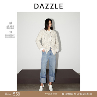 DAZZLE地素奥莱 牛仔裤春秋款女装半截腰头长裤