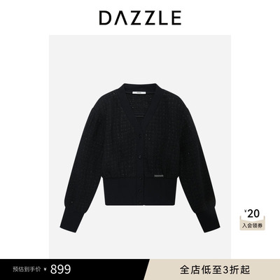 DAZZLE地素奥莱短外套黑色珠片花式纱小外套