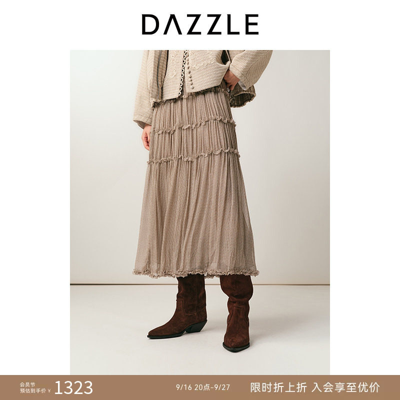DAZZLE 地素奥莱半身裙女2026年春季深卡其色长裙图片