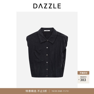 DAZZLE地素奥莱小上衣夏季黑色铜氨丝小上衣
