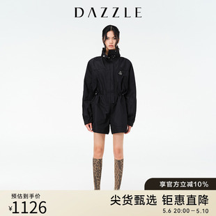 连体裤 DAZZLE地素奥莱 黑色工装 连体套装 夹克式 连体衣女