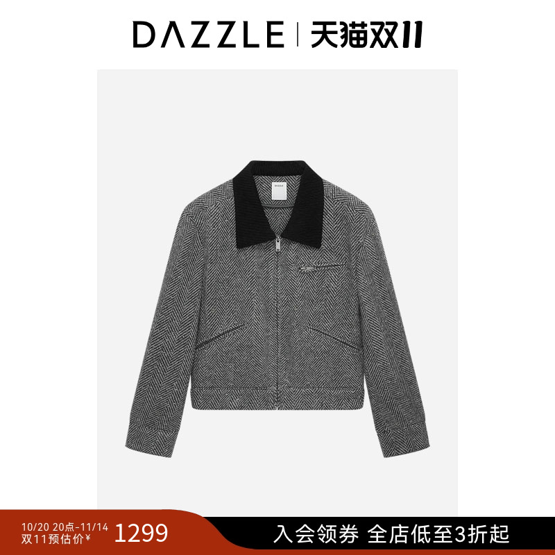 DAZZLE地素奥莱大衣中灰色短款大衣