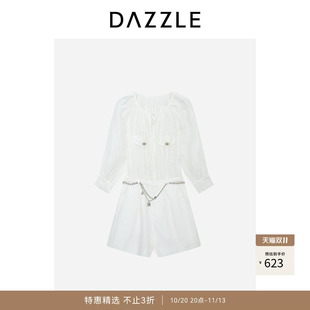 DAZZLE 地素奥莱连体短裤夏季漂白色拼接连体短裤