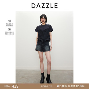 DAZZLE地素奥莱 牛仔裤春夏女装毛边磨白短裤