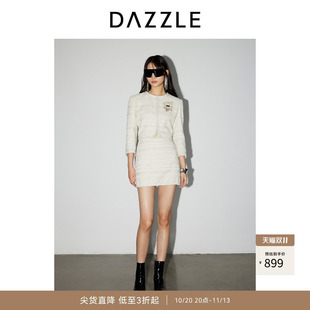 DAZZLE地素奥莱 短外套春秋款女装粗花呢短外套