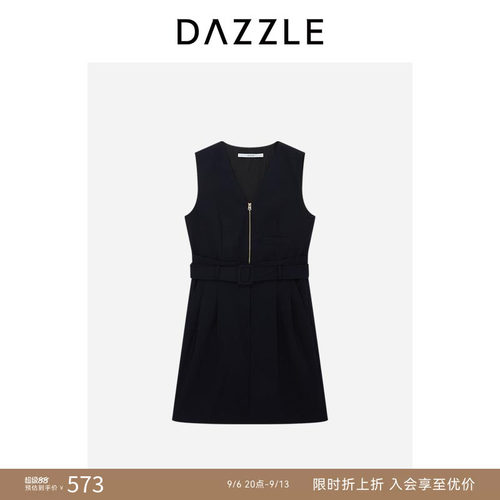 DAZZLE 地素奥莱连衣裙夏季深蓝色无袖连衣裙