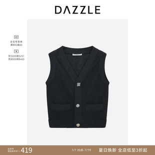 【奥莱】DAZZLE 地素奥莱毛衣深灰色无袖毛衫外套