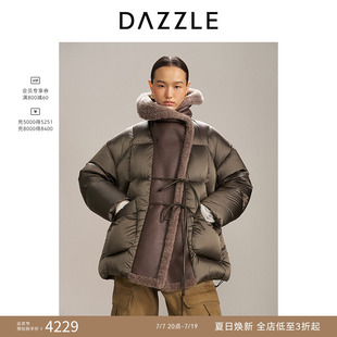 DAZZLE 地素奥莱中长羽绒服2025年冬季皮毛一体羽绒服女款