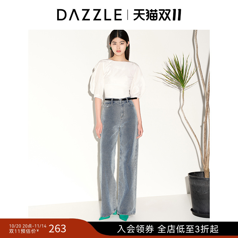 泡泡袖型	极简风格	面料拼接