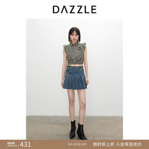 DAZZLE地素格纹无袖上衣
