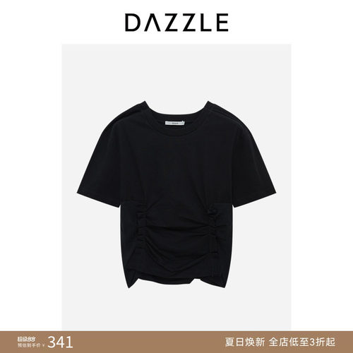 【奥莱专供】DAZZLE地素奥莱短袖T恤黑色立裁短袖T恤