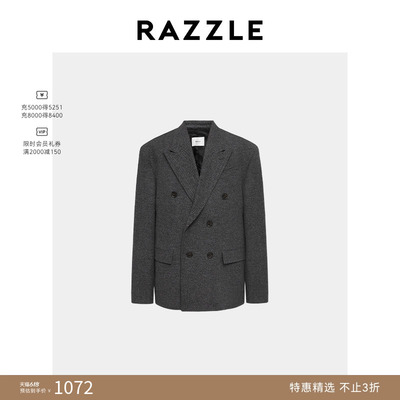 RAZZLE 地素奥莱男装西装外套冬季深灰色灰色呢料西装